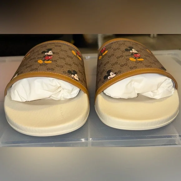 GUCCI DISNEY x MICKEY MOUSE SIGNATURE GG SANDALS SLIDES SZ 9 MEN SZ 11 US 41 IT - Picture 5 of 15